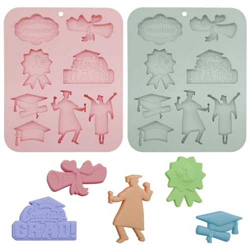 2 stampi in silicone per laurea, stampi per cioccolato, stampo per diploma di laurea, stampo per pergamena fai da te, strumento di cottura per argilla, creazione di cioccolato, caramelle, cupcake