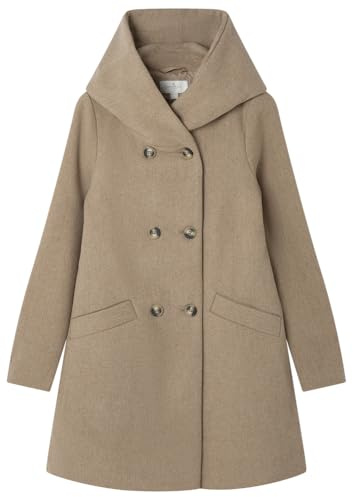 Springfield Abrigo De Paño Con Capucha, Bolsillos Ribeteados Y Botones Delanteros Para Cierre, Bronceado, 40