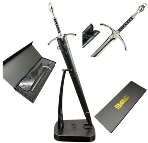 57 SPECIAL REPLICAS Mini Gaandalff Schwert Brieföffner, 22 cm, Glaamdringg inspiriert, mit Scheide, Ständer und Geschenkbox KW1123