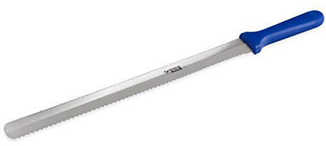 Cuchillo de panadero (acero inoxidable), mango de plástico en un lado., acero PP, mango azul, 36 cm