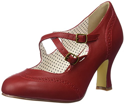 Pinup Couture FLAPPER-35 FLAP35/RPU, Pumps, Rot (Red Faux Leather RPU), 37 EU (4 UK)