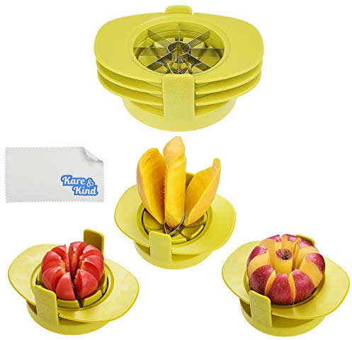 Kare & Kind Lot de 3 Découpeurs Fruits et Légumes – Coupe-Pomme, Coupe-Tomate, Coupe-Mangue avec Base Stable