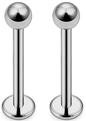 CIZME 1 Pair Titanium Lip Stud Labret Bars 1.2mm Tragus Helix Cartilage Daith Piercing Stud 8mm Jewellery
