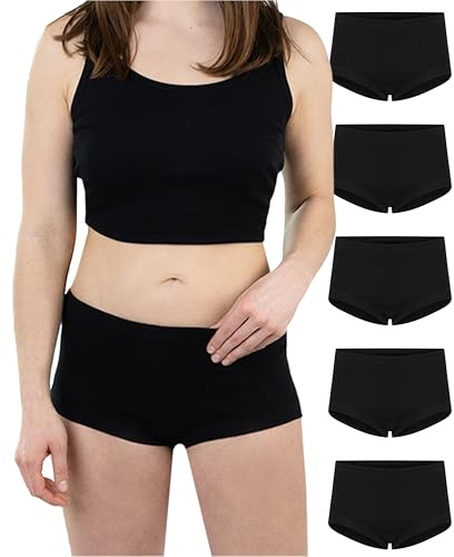 SES midjetrosa dam finribbad 5-pack 38 till 56 tillverkade av 100 % bomull, svart, 44
