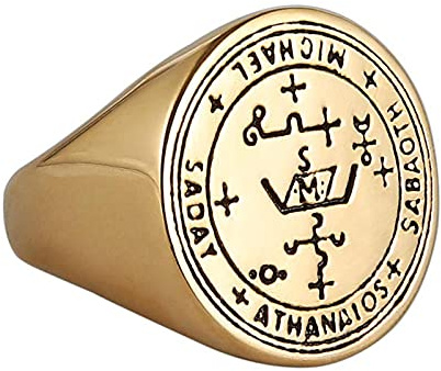 HCMA Anello in acciaio inossidabile con sigillo dell'arcangelo custode Michael Talisman