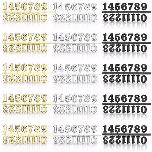 Kit di 15 numeri per orologio, in nero, argento, oro, fai da te, numeri digitali, lancette di ricambio, accessori per la decorazione artistica della casa (numeri arabi)