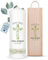 AMARI ® Taufkerze personalisiert Florales Kreuz (002.10.05) H:25cm/⌀:8cm - Taufkerze Mädchen/Junge - Kerze selber gestalten Taufe - Taufkerze selber machen - Taufkerze mit Namen