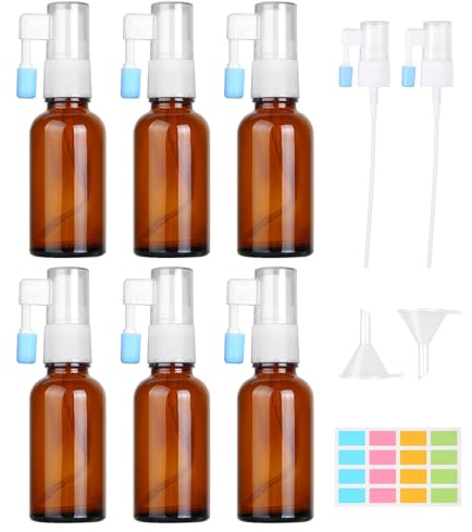 Nadisean 6 stycken nässprayflaskor, tom, glas nässprayflaskor, 30 ml, bensinspray, nässprayer, återanvändbar nässprayflaska med sprayhuvud, tratt, etiketter