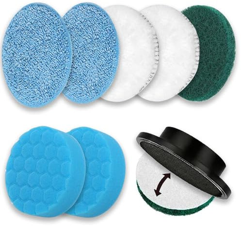 GOSLMYY Lot de 9 têtes de Brosse à récurer électrique sans Fil de 10,2 cm pour Nettoyage ménager/Salle de Bain/Sol/carrelage/Voiture