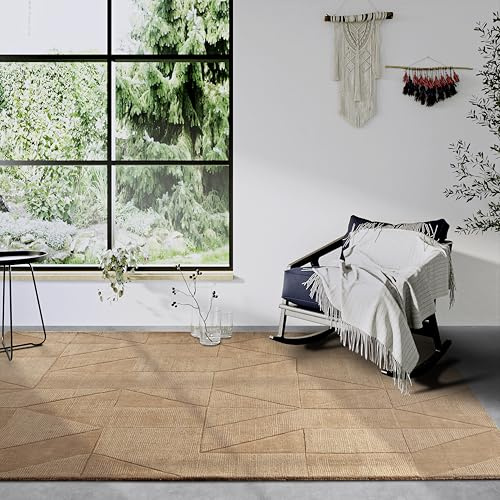 Villeroy & Boch Ursule - Alfombra de Lana Natural para salón, Tejida a Mano y Natural, Estilo Bohemio, para salón, Dormitorio, Comedor, Pasillo, Cocina, Cobre marrón, 120 x 170 cm