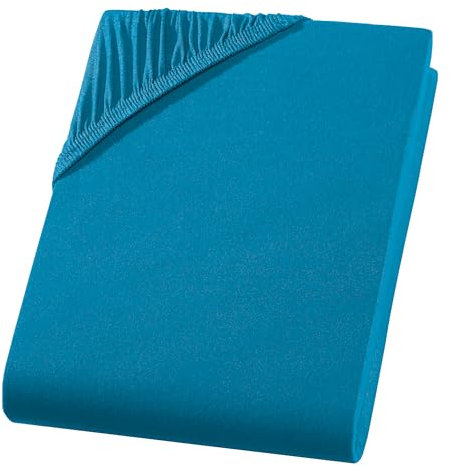 Premium Spannbettlaken - 140-160 x 200-220 x 40 cm - 97% Baummwolle 3% Elastan - Oeko-tex® Made in Green zertifiziertes Spannbetttuch - Gummizug - Petrol