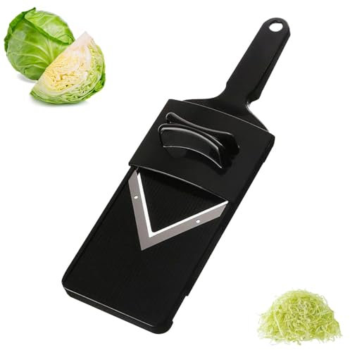 Affettatrice verdure in acciaio inox, affettatrice multifunzione per verdure, affettatrice per cavoli con protezione per le mani, tagliaverdure manuale per verdure, frutta (V)