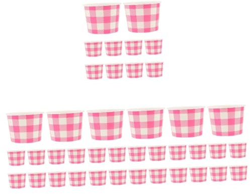 PRETYZOOM 4 Set Coppa Gelato Mini Tazza Scatole Per Cupcake Gelataio Coppette Gelato Coppette Per Gelato Tazza Di Budino Di Carta Tazze Di Budino Allo Yogurt Rosa 10 Pezzi*4