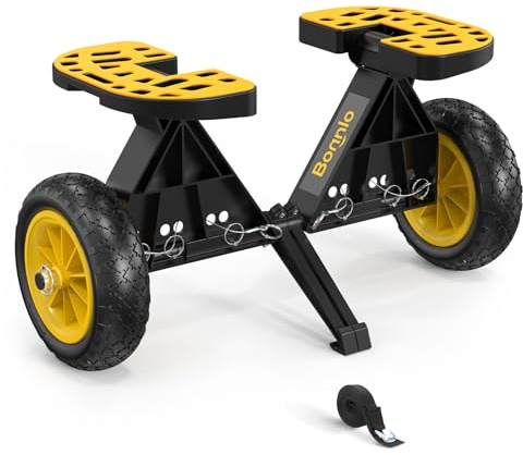 Bonnlo Kayak Cart with Puncture Free Wheels 10-Inch Kayak Wheels Ctug Canoe Trolley Cart with Adjustable Straps, No Tools Required for Easy Assembly All-Terrain for Kayaks, Canoes, Paddleboards