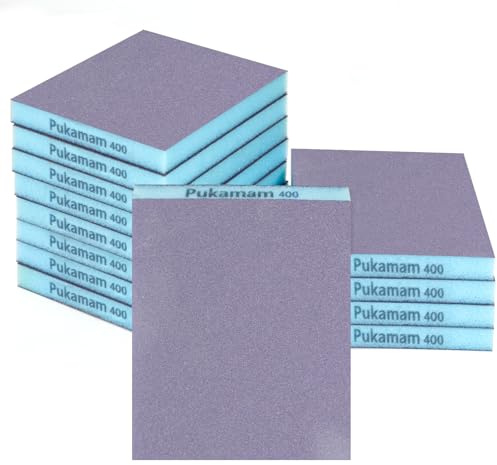 12 Stück Schleifschwamm Trocken & Nass Schleifpapier 400 Körnung Grob- Fein Schleifpapier Set Flexibles Schleifschwämme Schmirgelpapier für Holz, Metall, Wand, Lack, Autolack