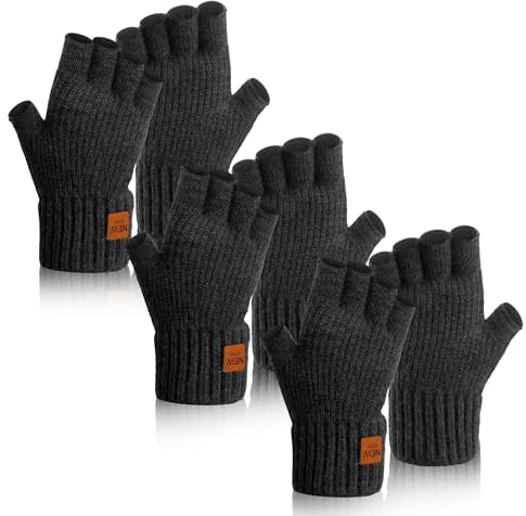 loacuony 3 Paire Mitaines Homme,Mitaine Femme,Gants Sans Doigts Hiver | Gants Sans Doigts Homme Et Femme | Unisexe Confortables Pour Ordinateur, Travail Et Sortie