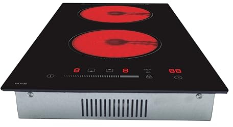 HYE 30cm 2 Burner Electric Cooktop – Built-In Ceramic Infrared Hot Plate, 2800W Touch Control, 9 Power Levels, Child Lock & Overheat Protection – Black Electric Stove 2 Burner - C01CH30E30