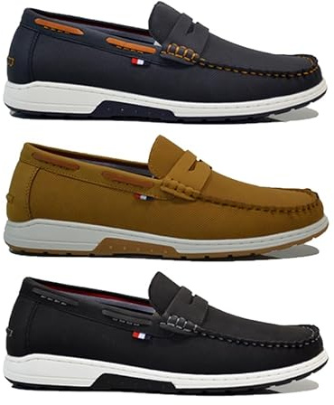 Men’s Slip On Loafers Moccasin | Lightweight & Comfortable Memory Foam - Ideal for Casual Walking, Boat Deck, Driving Shoes (Navy, UK Footwear Size System, Adult, Men, Numeric, Medium, 10)