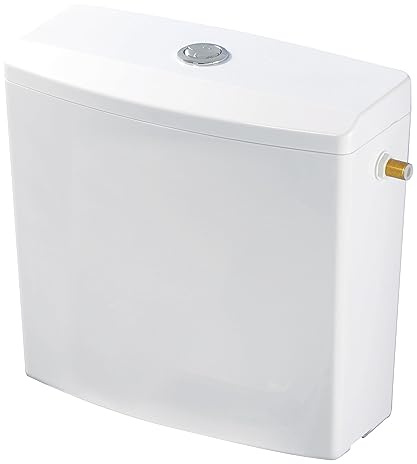 Wirquin 50720024 Réservoir d'eau pour wc Iseo clean bas apparent en plastique avec kit de chasse d'eau complet économie d'eau, blanc