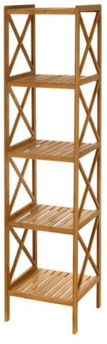 Estantería de pie de bambú natural con 5 baldas alistonadas de 37x33x153 cm