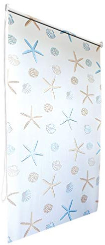Tropik Home Ocean Bathroom Shower Curtain Roller Blind Extra Long, 4 Width Sizes, 120 x 240CM