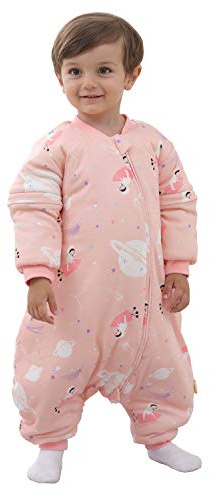 Mosebears Saco de dormir para bebé - 2.5 TOG Saco de Dormir de Algodón Unisex para Bebés,con mangas extraíbles, 18 – 36 meses (Altura 85 – 95 cm)