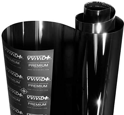 VViViD+ Ultra Gloss Premium Vinyl Car Wrap Film (1.5ft x 5ft, Gloss Piano Black)