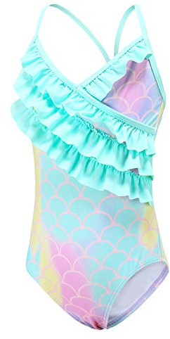 Aisyee Maillot de Bain Sirène 1 Pièce pour Fille 9-10 Ans - Natation et Plage Hawaïenne