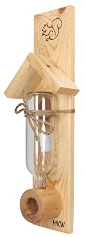 Futterhaus Für Eichhörnchen MKW - Stabiler futterstation - aus massivem Laub- und Nadelholz hergestellt - Wetterfest und langlebig - Doppelt imprägniert mit natürlichem Leinölfirnis