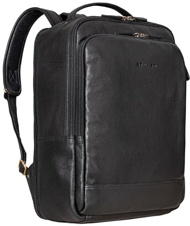 STILORD 'Beck' Mochila de Negocios Cuero para Hombres y Estudiantes - Ordenador Portátil 16 Pulgadas - Backpack Ciudad, Color:Negro