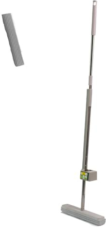 Space Mop 4-in-1: Scopa, Lavapavimenti, Lava e Asciuga Pavimenti - Pulizia Efficiente e Veloce, Adatta a Tutti i Tipi di Pavimenti (Space Mop + Ricambio, Grigio)