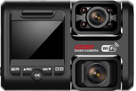 Cámara de Coche 1080p Ultra HD 360° con Tarjeta de Memoria 64g, conducción asistida ADAS, visión Nocturna, Modo Aparcamiento 24 Horas, Sensor G