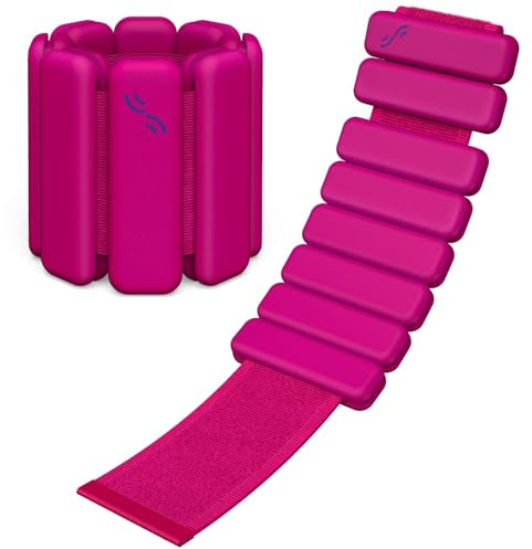 Sportneer Tragbare Gewichtsmanschetten – 2er-Set (Jeweils 0,5 kg & 1 kg) für Damen und Herren, Knöchelgewicht Set für Yoga, Tanz, Aerobic, Laufen, Gehen (Rosa Pfingstrose)