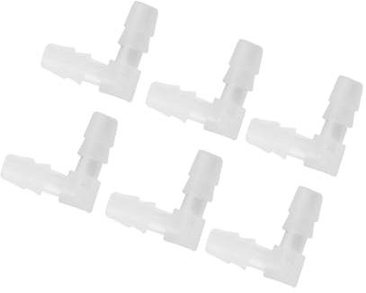 Motoforti 6 Pcs Universal Automotive Vacuum Tubing Connector - Car 90 Degree 5/32 L Shaped Vacuum Tubing Connector Assortment 2 Way Vacuum Line Fittings - Plastic Transparent Long-lasting