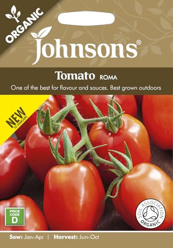 Johnsons Organic Tomato Roma, Vegetable Seeds, Sow: Jan-Apr, Harvest: Jun-Oct