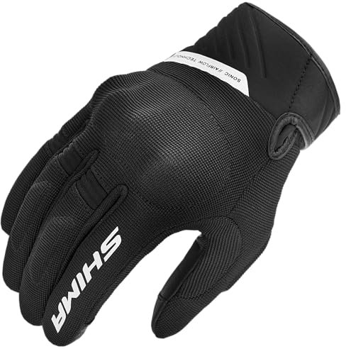 SHIMA SONIC Guanti Moto Estivi Uomo Tessile Pelle Corto Ventilato Omologati Guanto per Motocicletta Ventilata Touchscreen Motocross Protettore Rinforzato Abbigliamento Città (Uomini, Bianco, L)