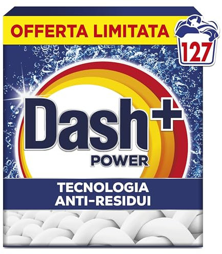 Dash Detersivo Per Bucato In Polvere, 127 Lavaggi, Tecnologia Anti Residui, Rimuove le macchie, efficace anche a freddo e in cicli brevi