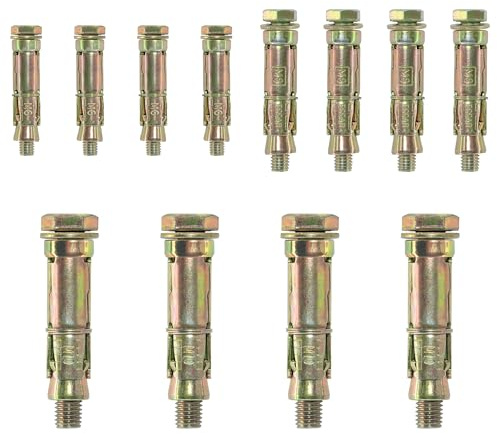 12-Piece Heavy Duty Expansion Bolts, Zinc-Plated Wall Anchor Bolt