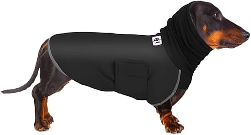 Dachshund Coats, Dog Winter Coat Warm Waterproof, Dachshund Raincoat Waterproof Clothing, Miniature Dog Coat, Raincoats for Dogs Small (Black, 2XS)