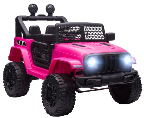 HOMCOM Voiture Électrique pour Enfants 12 V 5 km/h Max. 100x65x72cm Rose | Roue Arrière Motrice, avec Télécommande, Son et Effet Lumineux