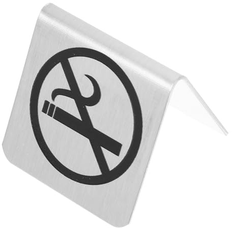 FONDOTIN Panneau de Table « Interdit de Fumer » en Acier Inoxydable Format Compact Support de Tente pour Usage Intérieur Restaurants Bureaux Écoles – Signalétique Antitabac Solide et