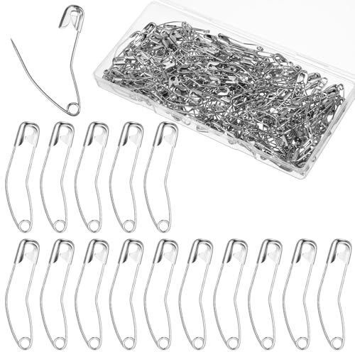 Juego de 200 imperdibles curvados plateados de 3,8 cm, de acero inoxidable, para acolchar, coser o coser