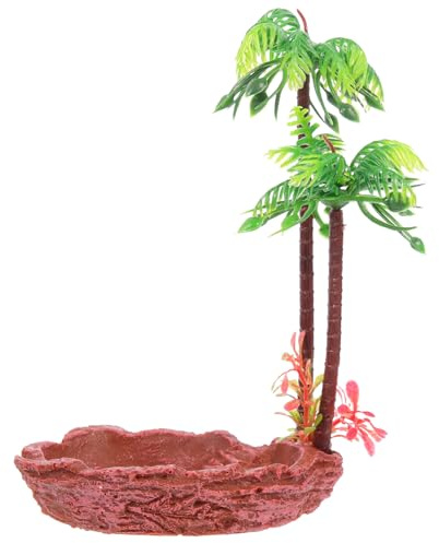 BESPORTBLE Gamelle pour Reptiles en Résine Forme Tronc d'arbre, Support Nourriture et Bol d'eau pour Tortues, Lézards, Serpents, Taille Moyenne, Couleur Naturelle, Accessoire Terrarium