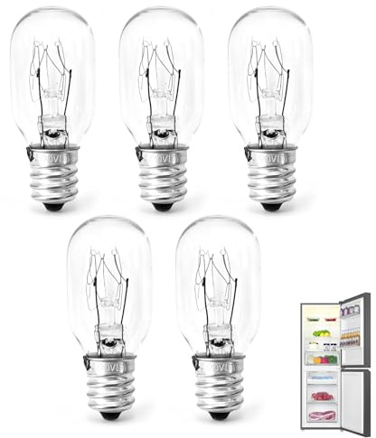 Zuahaly Lot de 5 ampoules réfrigérateur E14 T20 – 15W, 230V, lumière blanc chaud 2700K, ampoule compacte et dimmable pour réfrigérateur, congélateur, machine à coudre, lampe à sel et petits appareils