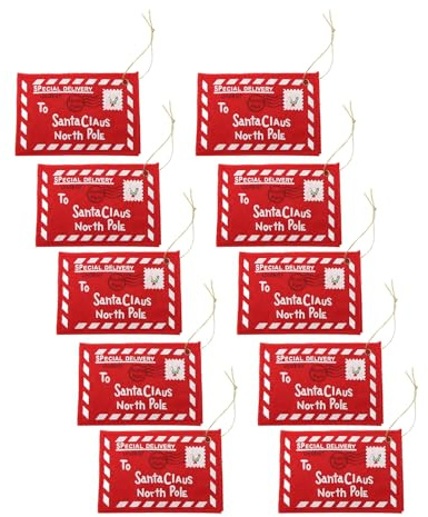 Kadimendium Julpresentkortshållare Kuvert 10 STK Small Holiday Xmas Tree Decor Non Woven Tyg Röd