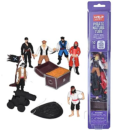 Wild Republic Nature Tube, Buccaneer Figurines, Pirate Party, Kids Gifts, Educational Toys, Hobby, 10-Piece Set,Multi,1.5 to 3