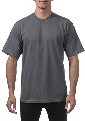 Pro Club Men's Heavyweight Cotton Short Sleeve Crew Neck T-Shirt, Graphite, 5X-Large Tall