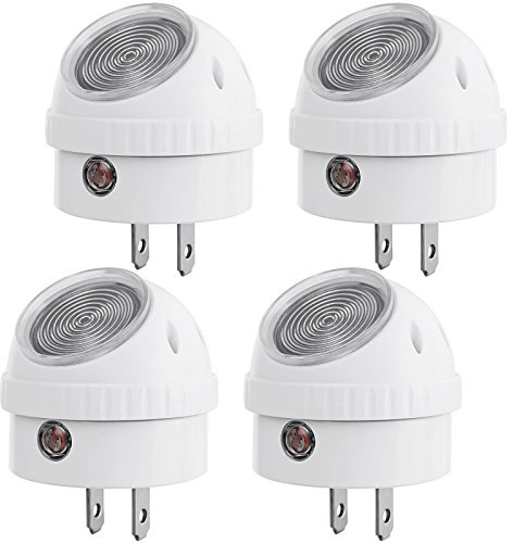DEWENWILS Plug in Night Lights into Wall, Dusk to Dawn Sensor, 360° Rotating, Directional LED Nightlights for Kids, Nursy, Hallway, Bathroom, Bedroom, Cool White, 4 Pack