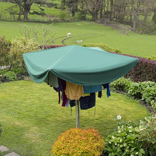 Large Laundry Mac™ Rotary Washing Line Cover, With Telescopic Prop | Fits Rotary Dryers 3m and Larger, Leave the Washing Out Through a Shower, Guards It From Rain Bird Mess and Sun