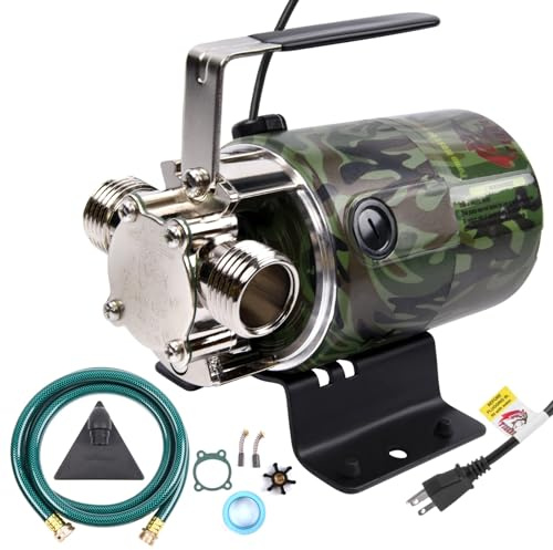 TIGEROAR Water Transfer Pump 115V Water Pump 330 GPH Utility Portable Electric with 6 ft. Suction Hose 0.1HP Rain Barrel Pump for Transferring from Ponds, Pools, Aquariums, Hot Tubs